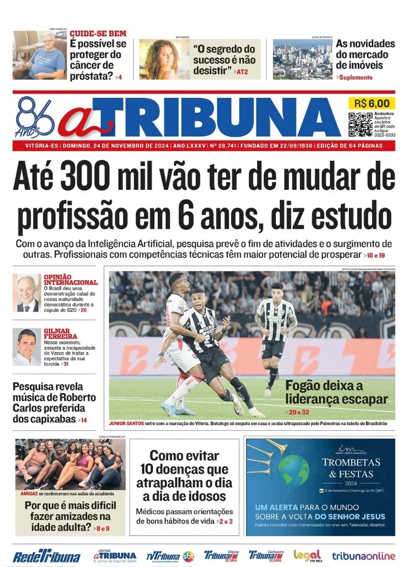 Imagem ilustrativa da imagem Confira os destaques do jornal A Tribuna deste domingo