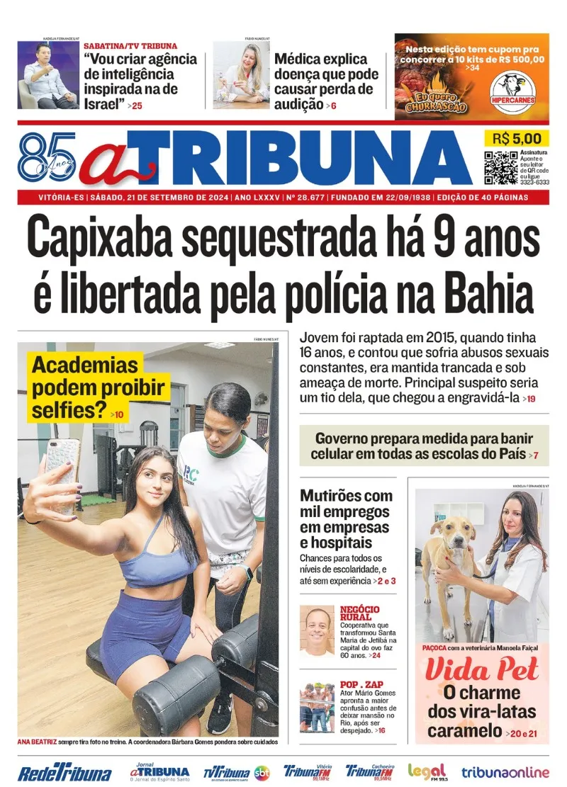 Imagem ilustrativa da imagem Confira os destaques do jornal A Tribuna deste sábado