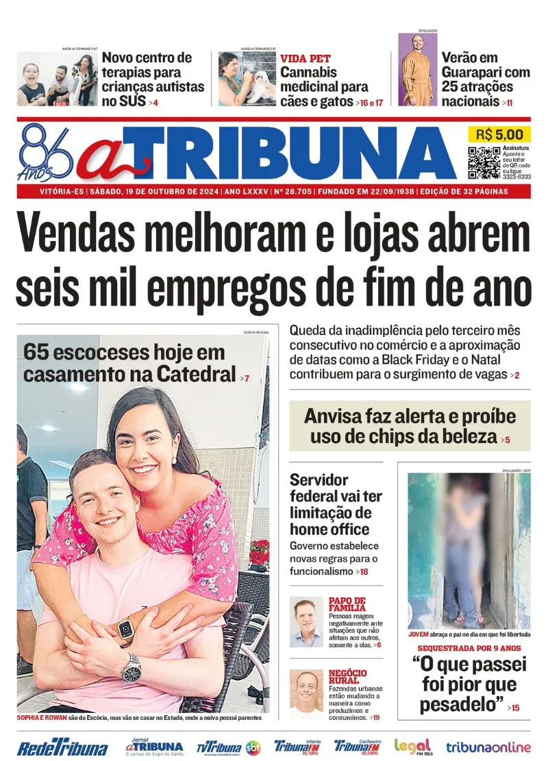 Imagem ilustrativa da imagem Confira os destaques do jornal A Tribuna deste sábado