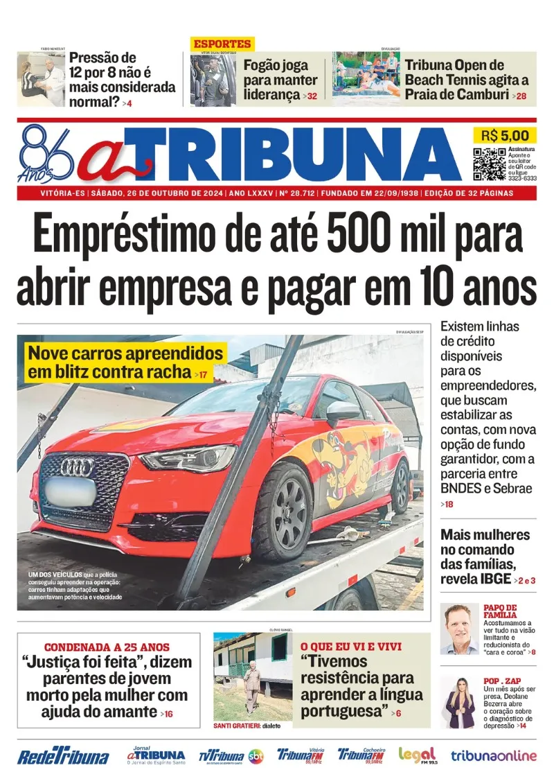 Imagem ilustrativa da imagem Confira os destaques do jornal A Tribuna deste sábado