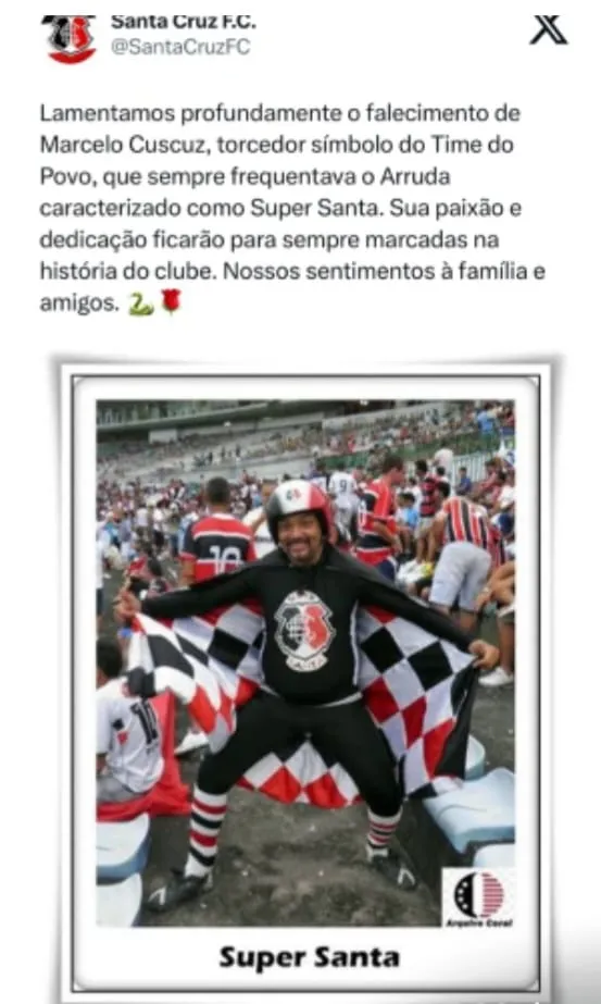 Imagem ilustrativa da imagem Torcedor símbolo do Santa Cruz morre em acidente de moto na estrada da Mumbeca