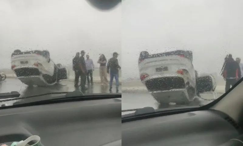 Imagem ilustrativa da imagem Carro capota na Ponte da Passagem e deixa três mulheres feridas em Vitória