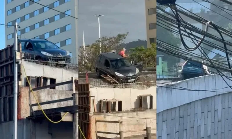 Imagem ilustrativa da imagem Carro invade obras do viaduto da Avenida Mário Gurgel, em Cariacica