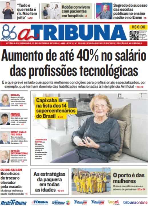 Imagem ilustrativa da imagem Confira os destaques do jornal A Tribuna deste domingo