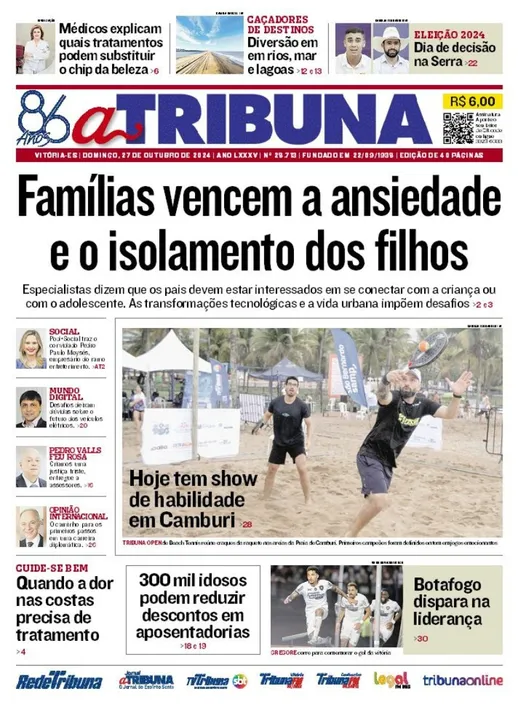 Imagem ilustrativa da imagem Confira os destaques do jornal A Tribuna deste domingo