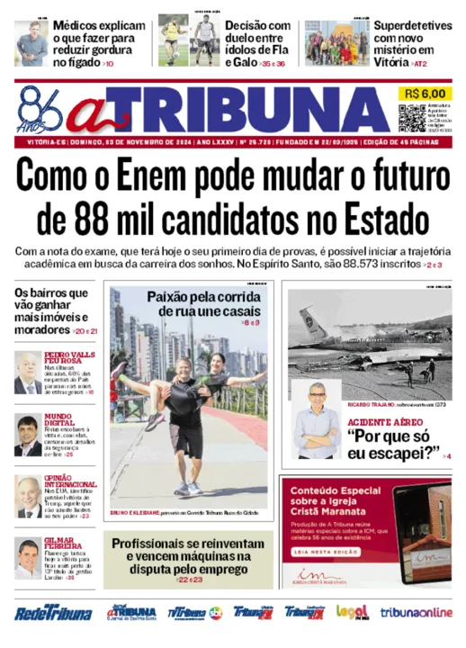 Imagem ilustrativa da imagem Confira os destaques do jornal A Tribuna deste domingo