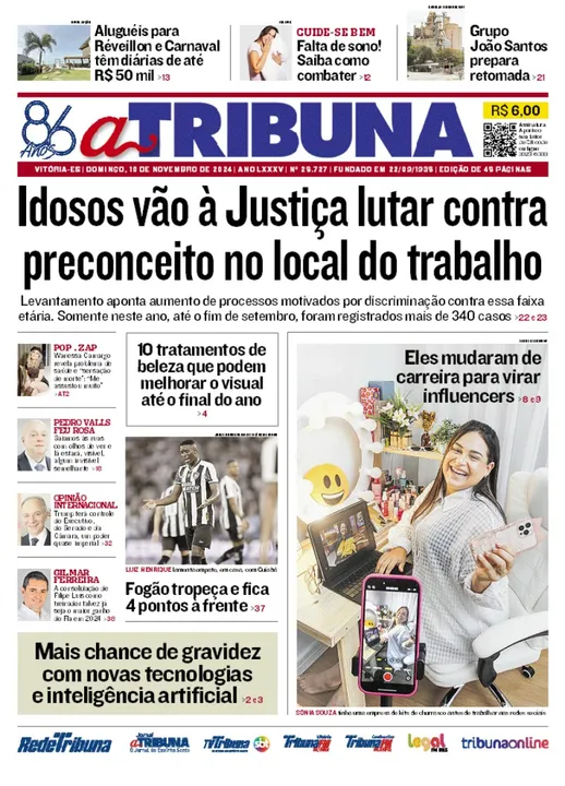 Imagem ilustrativa da imagem Confira os destaques do jornal A Tribuna deste domingo