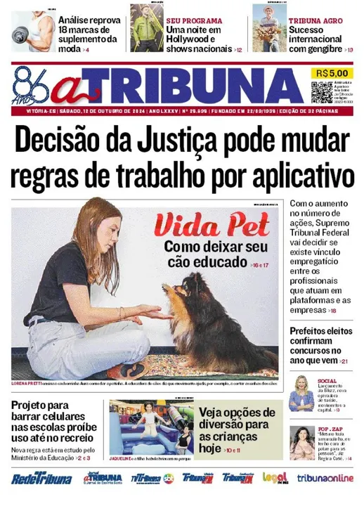 Imagem ilustrativa da imagem Confira os destaques do jornal A Tribuna deste sábado