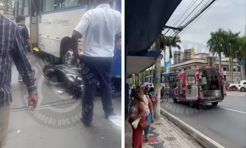 Imagem ilustrativa da imagem Duas pessoas ficam feridas após acidente entre moto e ônibus no ES