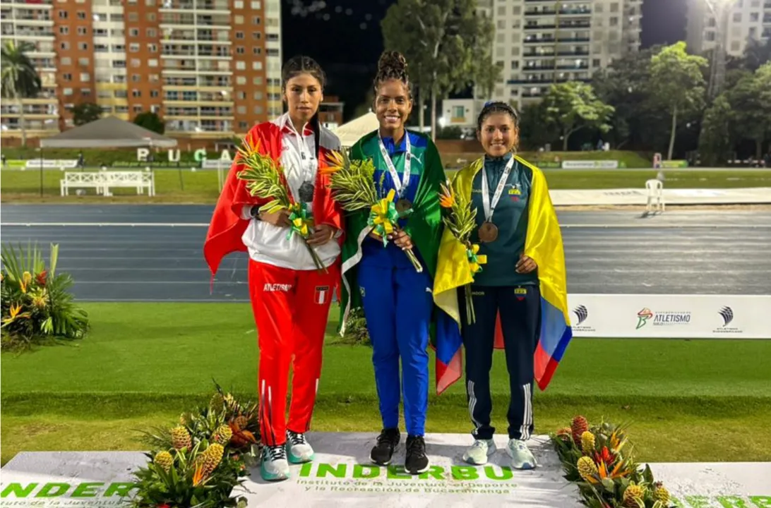 Imagem ilustrativa da imagem Mirelle Leite conquista tricampeonato Sul-Americano Sub-23 de Atletismo na Colômbia