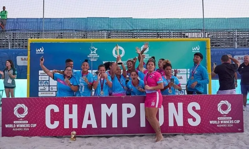 Imagem ilustrativa da imagem São Pedro é campeão mundial de Beach Soccer feminino