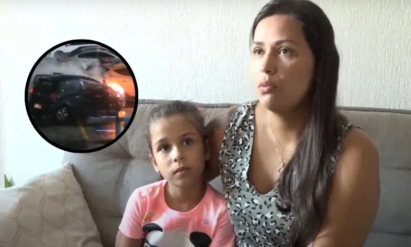 Imagem ilustrativa da imagem VÍDEO | Carro pega fogo e família fica presa dentro do veículo em Vila Velha