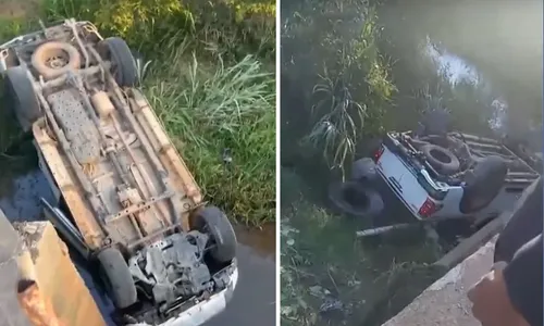 
          Imagem ilustrativa da imagem Caminhonete cai de ponte e empresário e funcionário morrem afogados no ES
          