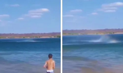 
          Imagem ilustrativa da imagem Qual fenômeno inesperado levou banhistas a saírem da barragem em Salgueiro?
          