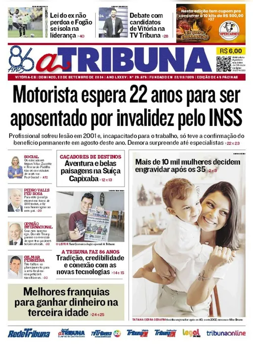 Imagem ilustrativa da imagem Confira os destaques do Jornal A Tribuna deste domingo