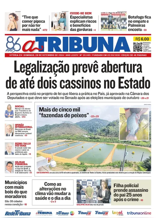 Imagem ilustrativa da imagem Confira os destaques do jornal A Tribuna deste domingo