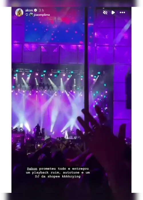 Imagem ilustrativa da imagem 'Playback ruim e DJ da Shopee': Akon reposta crítica de fã após Rock in Rio