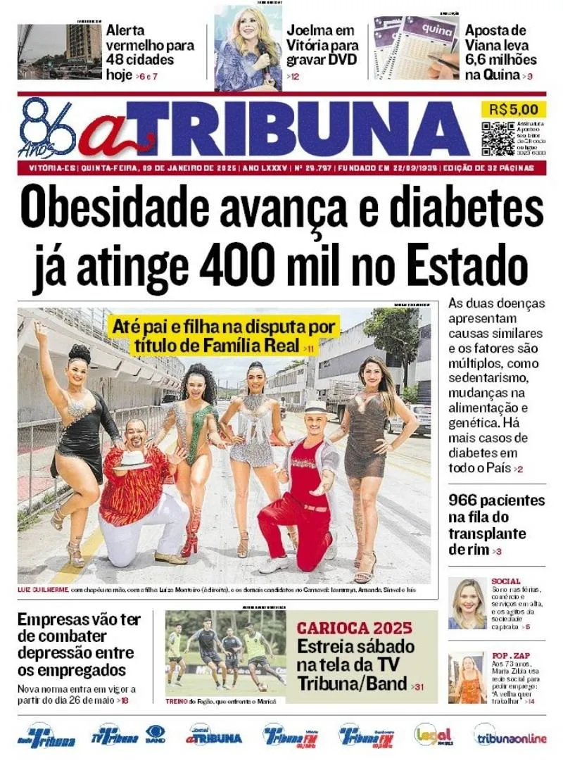 Imagem ilustrativa da imagem Confira os destaques do jornal A Tribuna desta quinta-feira