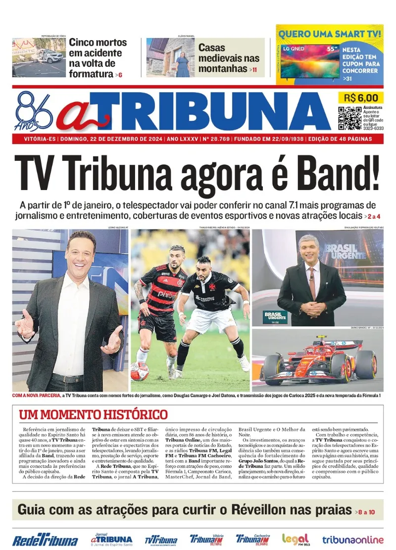 Imagem ilustrativa da imagem Confira os destaques do jornal A Tribuna deste domingo