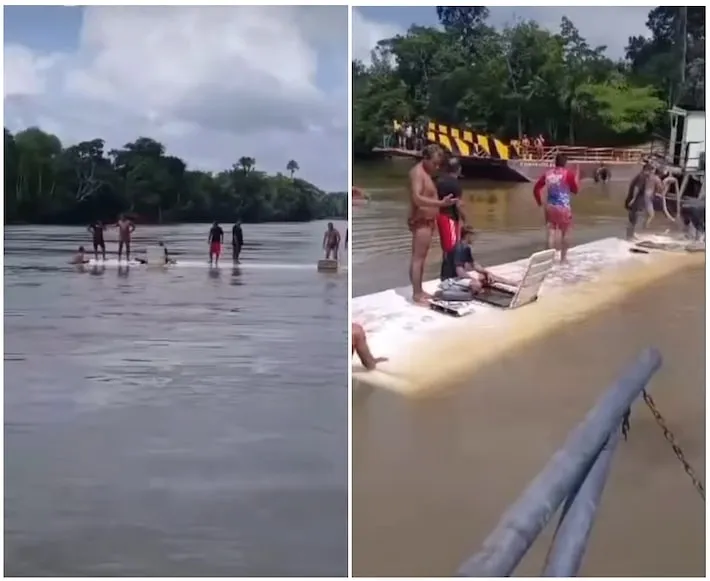 Imagem ilustrativa da imagem Criança morre após ônibus cair de balsa durante travessia no Pará