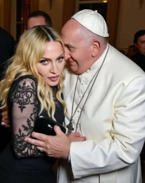 Imagem ilustrativa da imagem Madonna publica montagem abraçada e de 'chamego' ao papa Francisco