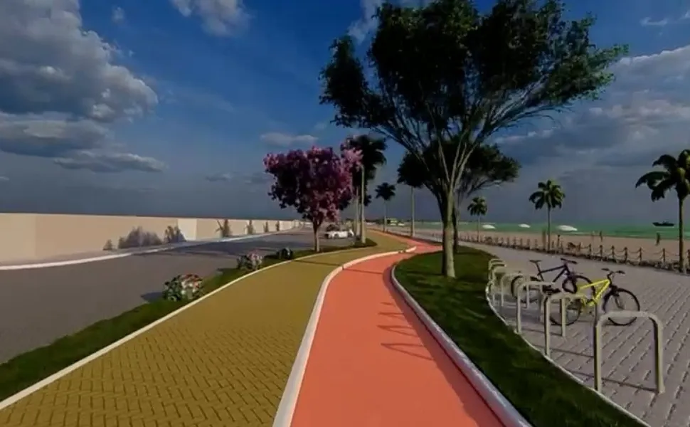 Imagem ilustrativa da imagem Orla de Praia Grande terá novo calçadão e ciclovia; veja como vai ficar