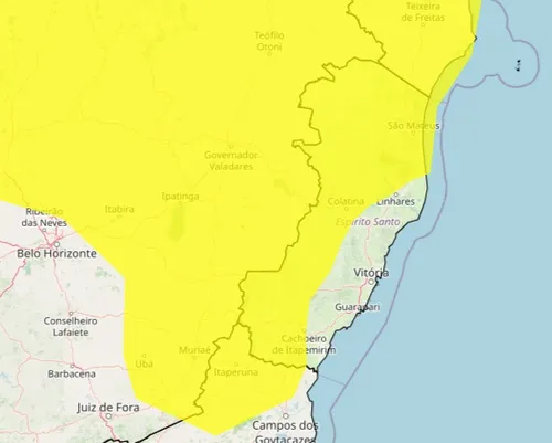 
          Imagem ilustrativa da imagem Inmet renova alerta para chuva forte em 60 municípios do ES; veja a lista
          