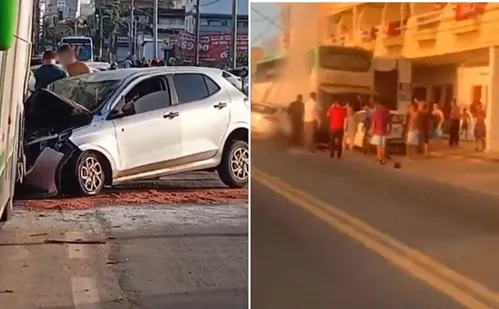 
          Imagem ilustrativa da imagem Ônibus pega fogo após acidente com carro na Rodovia do Sol
          