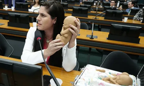 
          Imagem ilustrativa da imagem Sessão da PEC do Aborto tem boneco de feto e grito de 'estuprador não é pai'
          