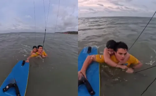 
          Imagem ilustrativa da imagem VÍDEO | Atleta olímpico de kitesurf, Bruno Lobo resgata adolescente em alto mar
          