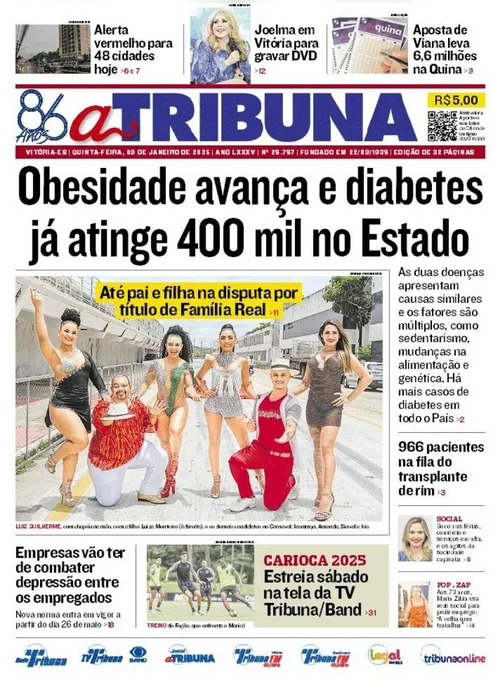 Imagem ilustrativa da imagem Confira os destaques do jornal A Tribuna desta quinta-feira