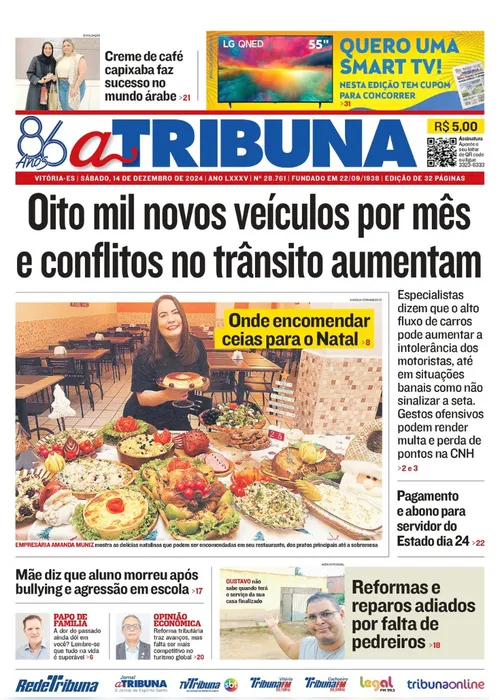 Imagem ilustrativa da imagem Confira os destaques do jornal A Tribuna deste sábado