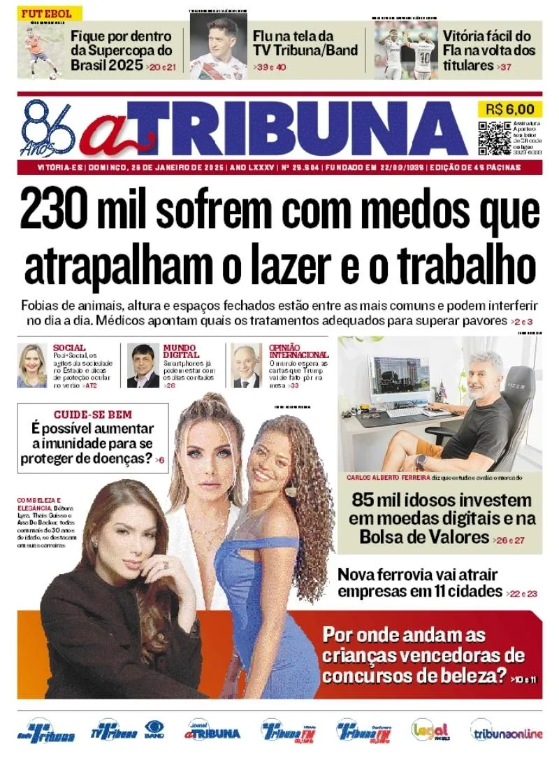 Imagem ilustrativa da imagem Confira os destaques do jornal A Tribuna deste domingo