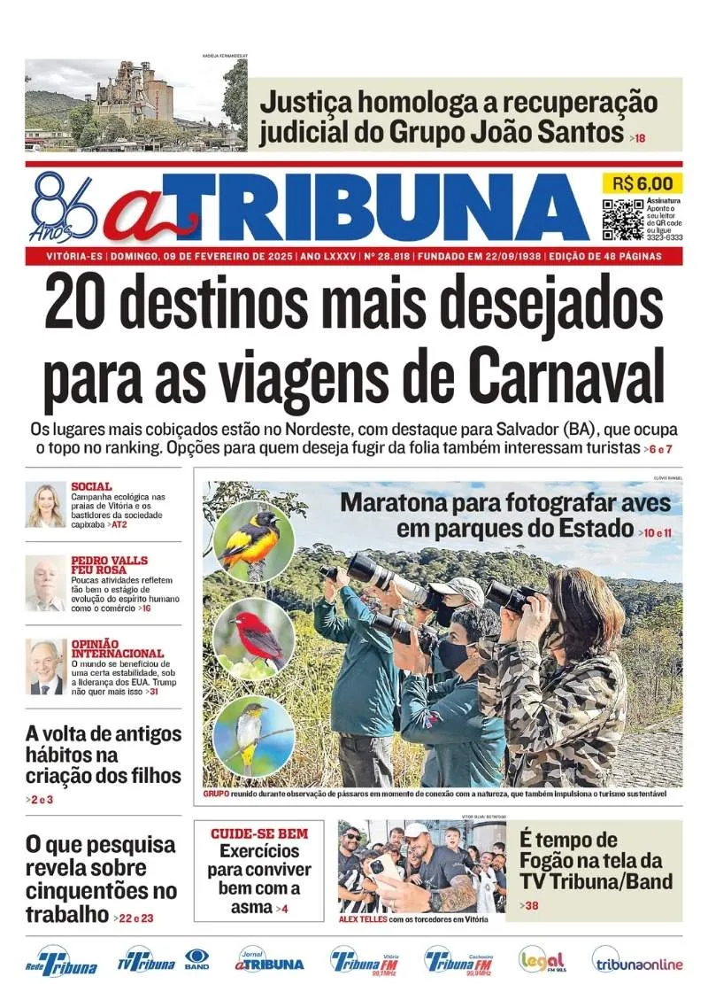 Imagem ilustrativa da imagem Confira os destaques do jornal A Tribuna deste domingo