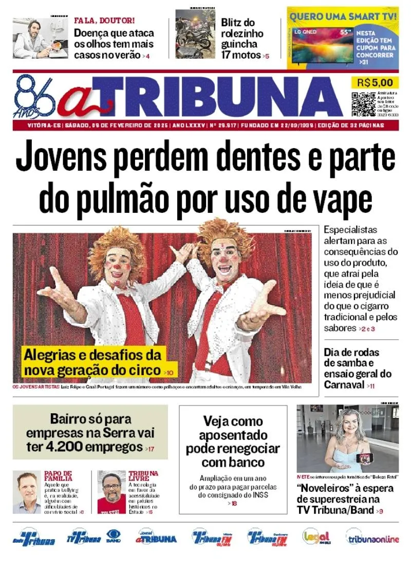 Imagem ilustrativa da imagem Confira os destaques do jornal A Tribuna deste sábado