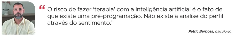 Imagem ilustrativa da imagem Pacientes usam até ChatGPT para fazer terapia. Psicólogos alertam para os perigos