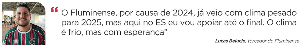 Imagem ilustrativa da imagem Torcida do Fluminense no ES se frustra com empate sem gols no Kleber Andrade