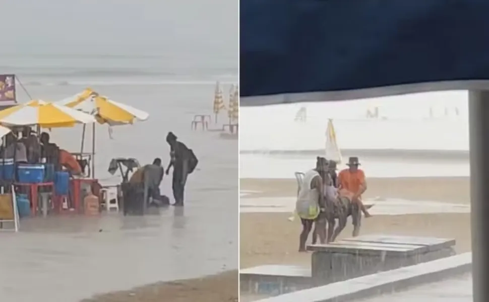 Imagem ilustrativa da imagem Duas mulheres são atingidas por raio durante tempestade na Praia Grande, em SP