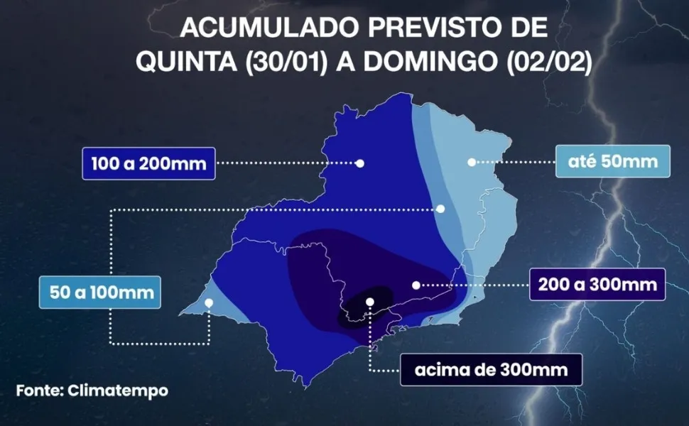 Imagem ilustrativa da imagem Sudeste pode registrar até 400mm de chuva neste final de semana. Veja previsão