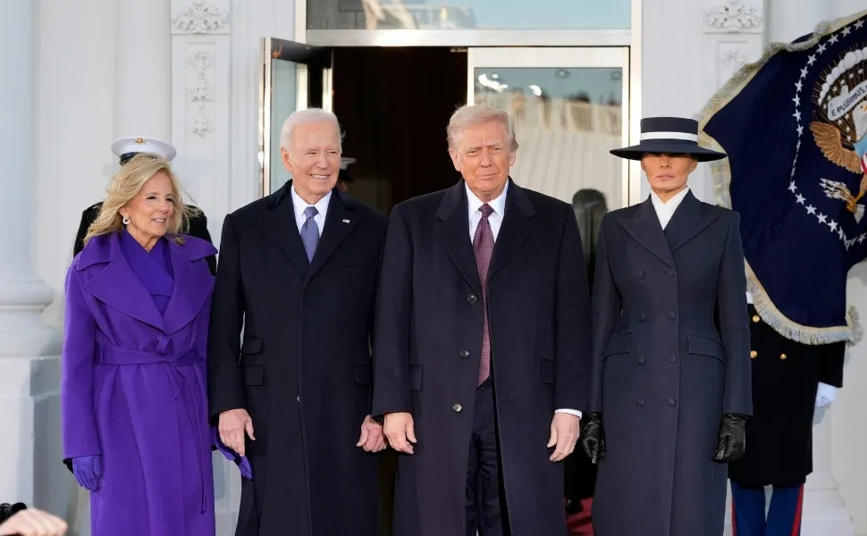 Imagem ilustrativa da imagem Trump e Biden deixam a Casa Branca juntos em direção à posse do republicano