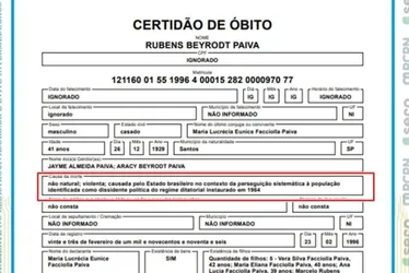 Imagem ilustrativa da imagem Certidão de óbito de Rubens Paiva corrigida diz que morte foi causada por Estado