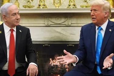 Imagem ilustrativa da imagem EUA vão assumir controle de Gaza, diz Trump ao lado de Netanyahu