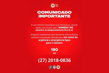 Imagem ilustrativa da imagem Telefone do Samu, o 192, volta a operar no ES. Veja como acionar socorro