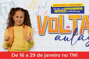 Imagem ilustrativa da imagem Veja como concorrer a 40 kits escolares da TV Tribuna e MiniPreço