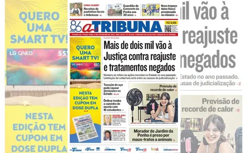 
          Imagem ilustrativa da imagem Confira os destaques do jornal A Tribuna desta terça-feira
          