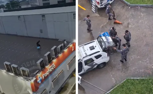 
          Imagem ilustrativa da imagem Homem é preso após ser cercado e cair de telhado de farmácia em Vitória
          