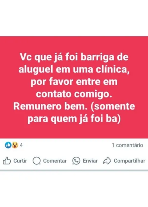 Imagem ilustrativa da imagem Mulheres oferecem barriga de aluguel por R$ 10 mil na internet