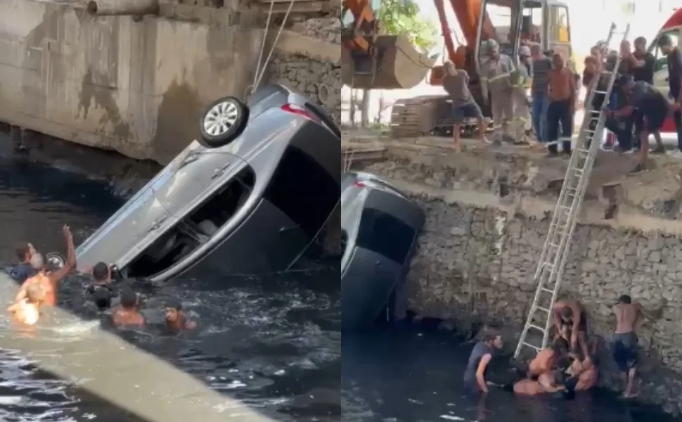 Imagem ilustrativa da imagem Carro cai dentro de valão e motorista é resgatado por moradores em Vila Velha
