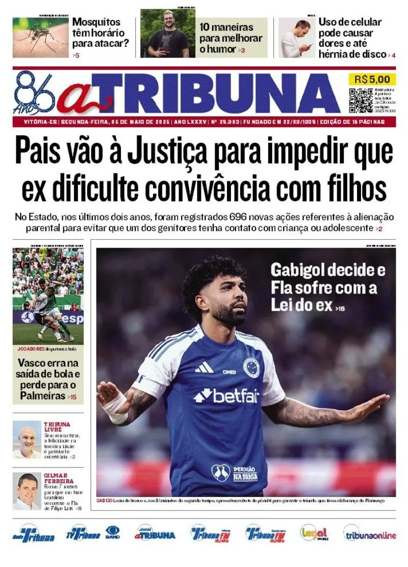 Imagem ilustrativa da imagem Confira os destaques do jornal A Tribuna desta segunda-feira
