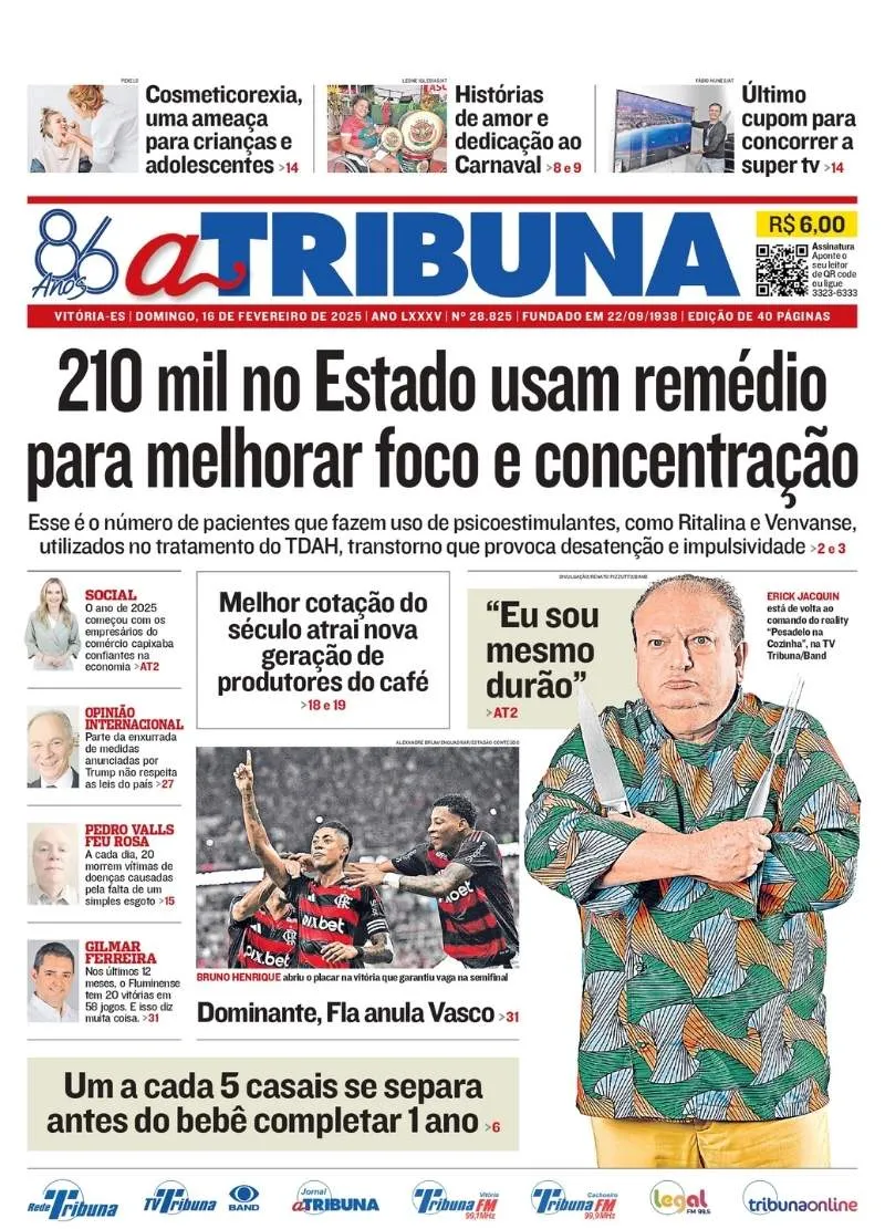 Imagem ilustrativa da imagem Confira os destaques do jornal A Tribuna deste domingo